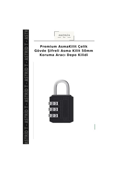 Premium Asmakilit Çelik Gövde Şifreli Asma Kilit 50mm Koruma Aracı Depo Kilidi
