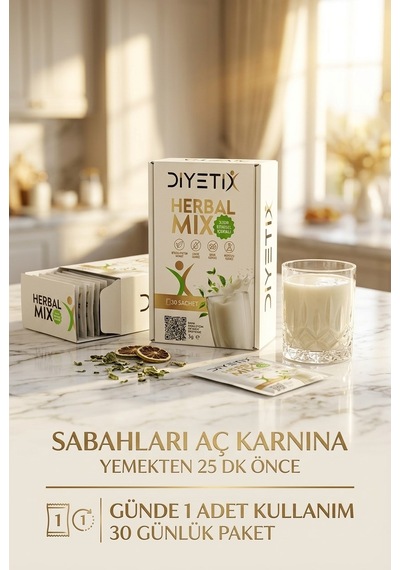 Diyetix Herbalmix Milk Günlük Beslenmeyi Destekleyen Bitkisel İçecek Karışımı 30 Şase 1 Aylık 90 G