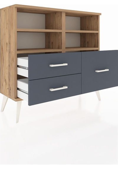 Arges Şifonyer 4 Raflı 3 Çekmeceli 88x30x80 Çam-çam/antrasit Çam/antrasit Arges Şifonyer 4 Raflı 3 Çekmeceli 88x30x80 Çam-çam/antrasit Çam/antrasit