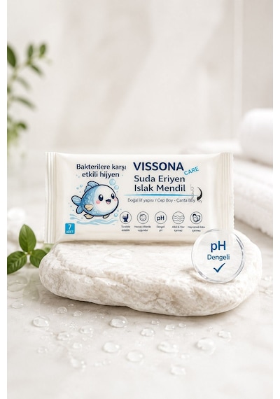 Biyobozunur Mini Islak Mendil %100 Ağaç Lifi Alkolsüz Hassas Ciltler İçin Suda Eriyen Cep Boy 4'lü Paket -54107