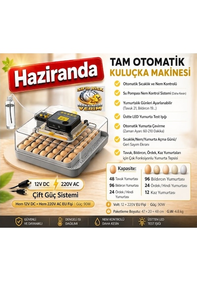 yz-48h Pro Çift Güç-Tam Otomatik Kuluçka Makinesi