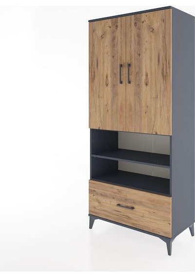 Hyperion Dolap 5 Raflı Tek Çekmeceli 2 Kapaklı 88x44x195 Antrasit-çam Antrasit