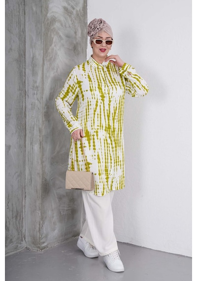Polologin Butik Yeşil Beyaz Desenli Tunik Ve Krem Pantolon Takım Yeşil & Beyaz & Krem Polologin Butik Yeşil Beyaz Desenli Tunik Ve Krem Pantolon Takım Yeşil & Beyaz & Krem