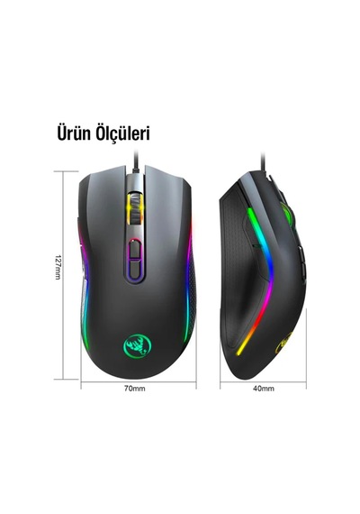 Hxsj A869 7200dpı Ayarlanabilir Rgb Işık Mouse- 5775 - Karbul5626-5324