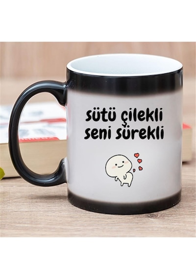Sütü Çilekli Seni Sürekli Tasarımlı Sihirli Kupa Bardak 2841