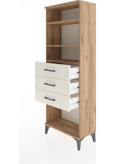 Arges Dolap 3 Raflı 3 Çekmeceli 60x30x163 Çam-aytaşı Atlas Çam