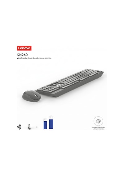 Kn260 Kablosuz Klavye Mouse Set Sessiz Siyah 870042257 Optik