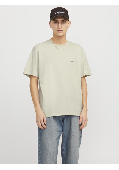 Jack & Jones Erkek Sirt Baskili Bisiklet Yaka Tisört - Split - 12297539 Celadon Tint