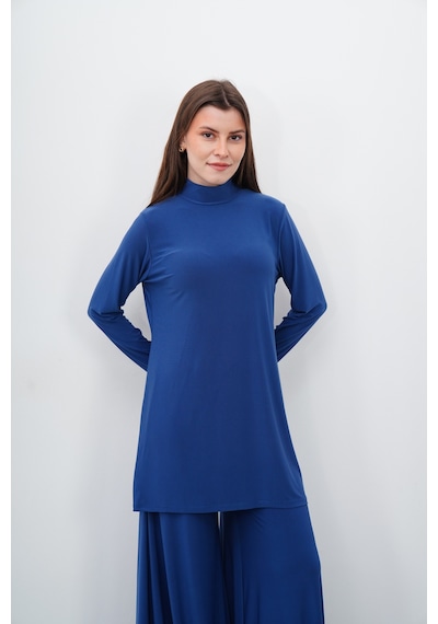 Penyebizden Dik Yaka Sandy Tunik-indigo Mavi