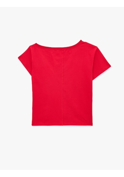 Koton Pamuklu Kısa Kollu Slim Fit Omzu Açık Tişört Kırmızı 6sal10790ık Koton Pamuklu Kısa Kollu Slim Fit Omzu Açık Tişört Kırmızı 6sal10790ık