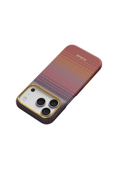 Apple Uyumlu Apple iPhone 18 Pro Kılıf M-safe Özellikli Aramid Fiber Sunset 2.0 California Dream Kapak Kırmızı-mor Kırmızı - Mor