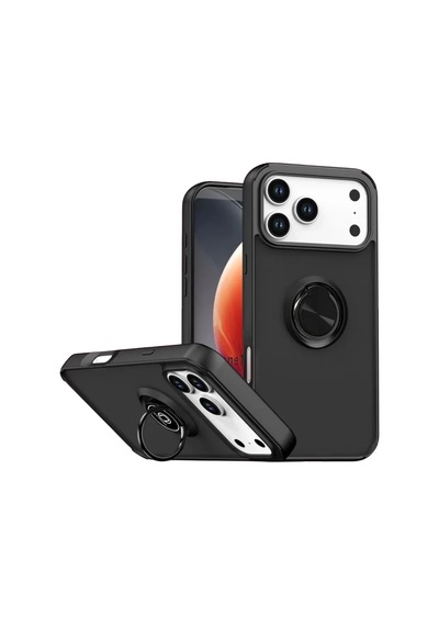 Newface Apple İphone 17 Pro Max Montreal Yüzüklü Silikon Kapak - Siyah