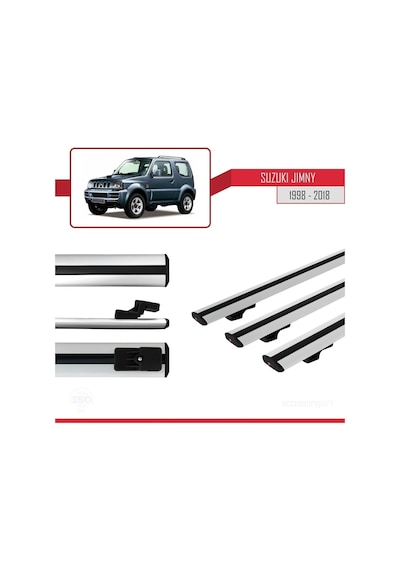 Suzuki Jimny 1998-2018 Arası İle Uyumlu Basic Model Ara Atkı Tavan Barı Gri 3 Adet