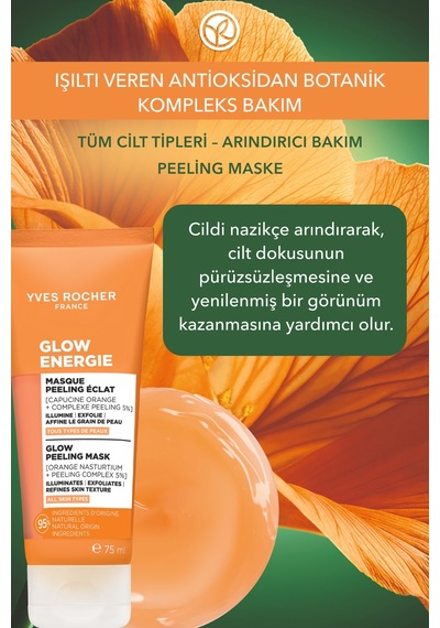 Yves Rocher Peeling Maske - %5 Aha - Işıltı Veren Botanik Kompleks Bakım Glow Energie 75ml-91326
