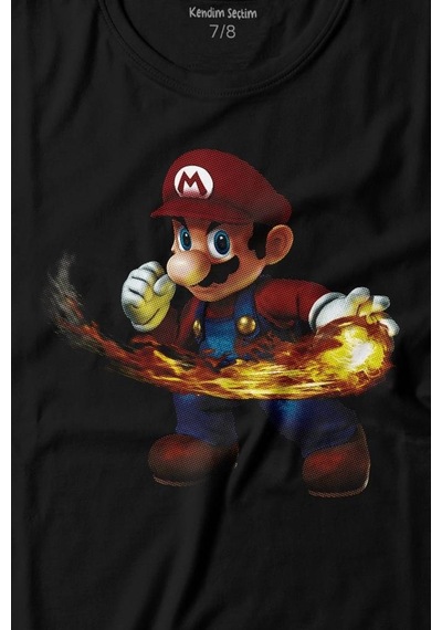 Kendim Seçtim Ateş Çıkaran Super Mario Smash Bros Oyun Baskılı Tişört Çocuk T-shirt 001