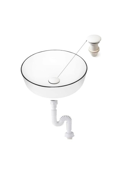 Basmalı Beyaz Seramik Başlıklı Lavabo Sifonu Ksf103-w 12 Izgara