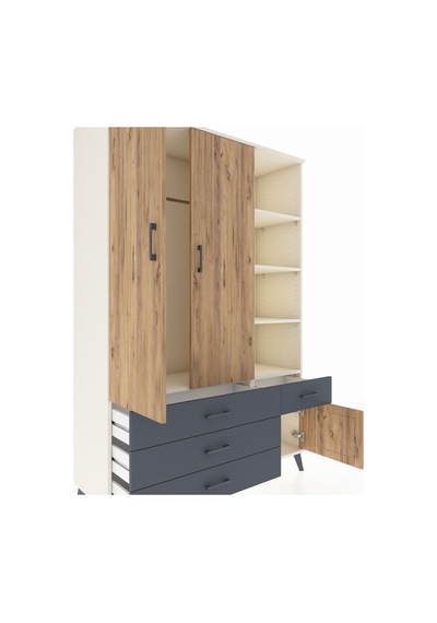 Hyperion Dolap 5 Raflı 4 Çekmeceli Tek Askılı 132x44x195 Aytaşı-çam/antrasit Atlas Çam/antrasıt Hyperion Dolap 5 Raflı 4 Çekmeceli Tek Askılı 132x44x195 Aytaşı-çam/antrasit Atlas Çam/antrasıt