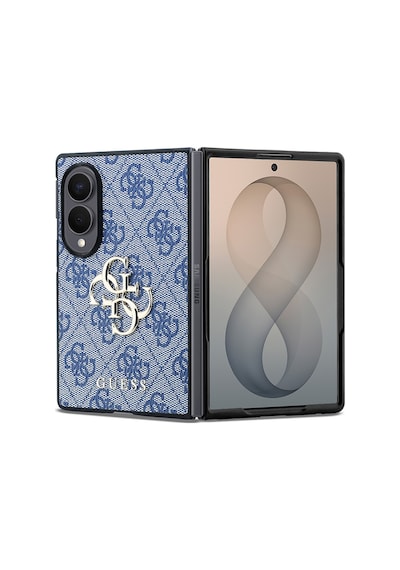 Samsung Galaxy Z Fold 8 Uyumlu Kılıf Guess Lisanslı 4g Desenli Metal Büyük 4g Ve Yazı Logolu Kapak Mavi