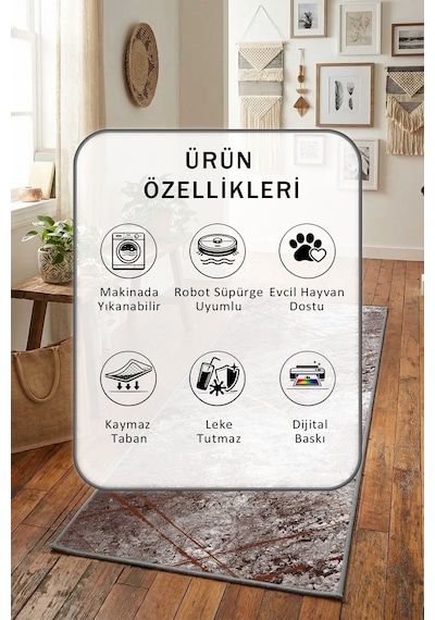 Ehl-56 Yıkanabilir Yolluk Kahve