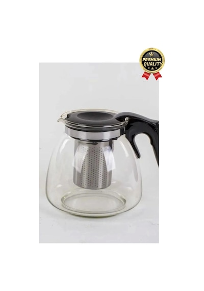Özel Üretim Isıya Dayanıklı Bitki Çayı Şeffaf Büyük Çelik Süzgeçli Cam Çaydanlık Demlik 1.1 Litre Çok Renkli