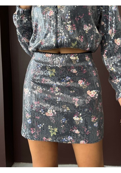 Verymoda Ciçek Baskılı Pullu Kısa Etek F2013 Çiçek Dsn Pullu