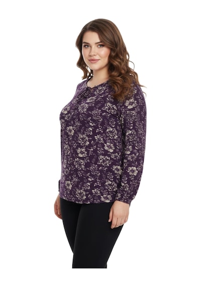 Wearon Kadın Yumoş Yaka Bağcıklı Modelli Bluz Bgl-st05137 Mürdüm