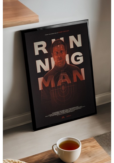 Running Man Siyah Ahşap Çerçeveli Poster, Dekoratif Film Duvar Tablosu