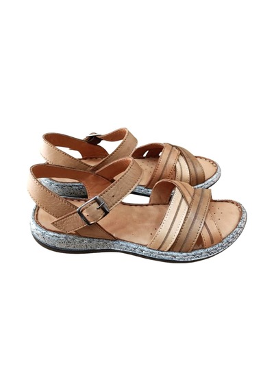 Castle Black 22382 Kadın Hakiki Deri Comfort Sandalet Taba Siyah