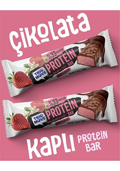 Trio Move Çikolata Kaplamalı Protein Bar - Çilekli Ve Sütlü Çikolatalı 9 x 50 G