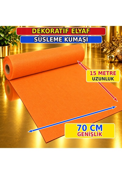 15 Metre Turuncu Tela Kumaş Turuncu Elyaf Kumaş Turuncu Noel Yılbaşı Süsleme Kumaşı 70 Cm Genişlik