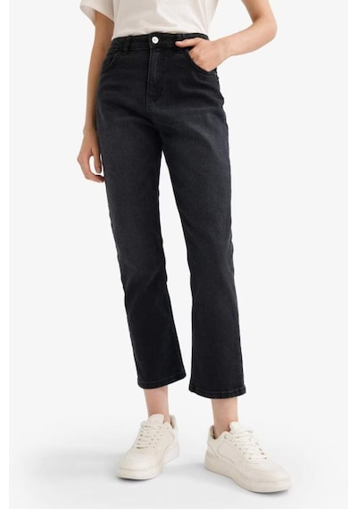 Defacto Mary Vıntage Straight Fit Yüksek Bel Bilek Boy Jean Pantolon E9819AX25AU Siyah
