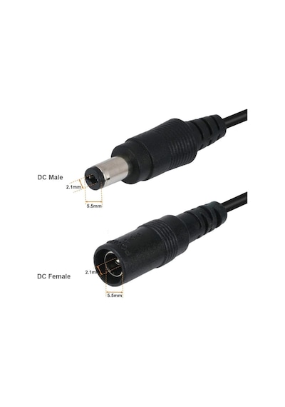 Alfais 4382 Dc Adaptör Uzatma Kablosu 1 Metre 5.5mm x 2.1mm Dişi Erkek