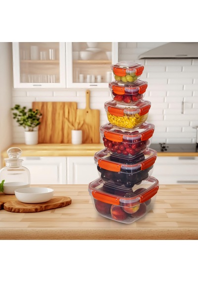 6'lı Set Master Kare Saklama Kabı 275 Ml - 500 Ml - 900 Ml - 1500 Ml - 2400 Ml - 3750 Ml 001