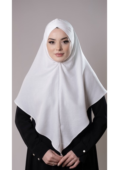 Hürrem Bone Krem Pratik Hazır Geçmeli Tesettür Eşarp Pamuk Caz Kumaş Tek Katlı Çapraz Hijab 2305 40