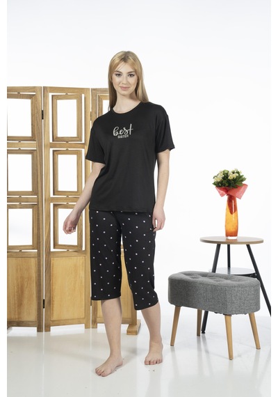 Estiva 24063 Kadın Kısa Kollu Kapri Pijama Takım 001