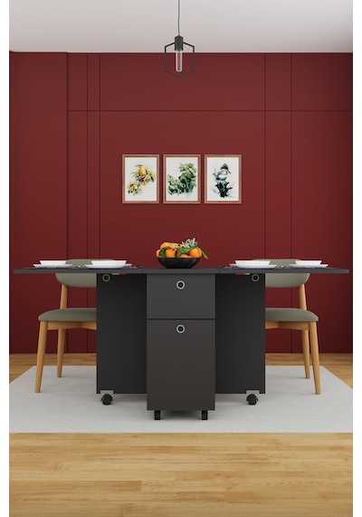 Lüks Katlanır Mutfak Yemek Masası %100 Mdf Pratik Çekmeceli Çalışma Masası Km99 Koyu Gri Lüks Katlanır Mutfak Yemek Masası %100 Mdf Pratik Çekmeceli Çalışma Masası Km99 Koyu Gri