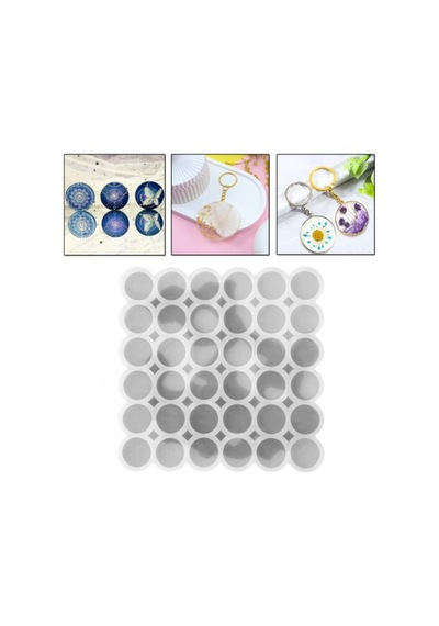 Epoksi Silikon Kalıp Çoklu Yuvarlak Anahtarlık Kolye Küpe Kalıp 3.5 Cm 36 Lı Şeffaf