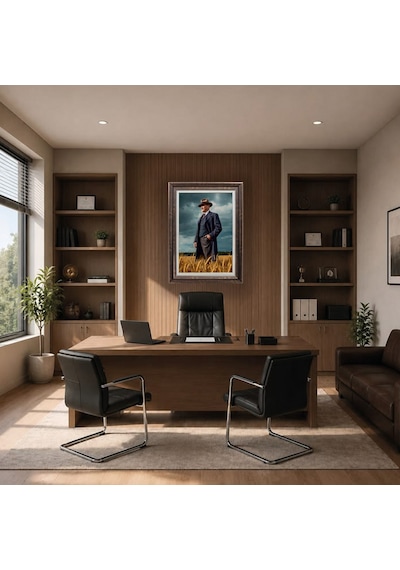 Çerçeveli Deri Atatürk Tablosu 43 Çerçeveli Tablo 61x81 Cm Diğer