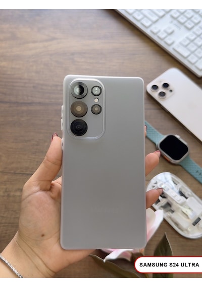 Samsung Galaxy S24 Ultra Uyumlu Süper İnce Mat Ultra Thin Silikon Kılıf Beyaz