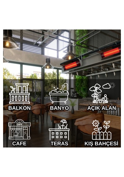1800 Watt Sarı Işıklı Kumandasız Elektrikli Halojen Isıtıcı Soba Ip67 İç Mekânlara Uygun