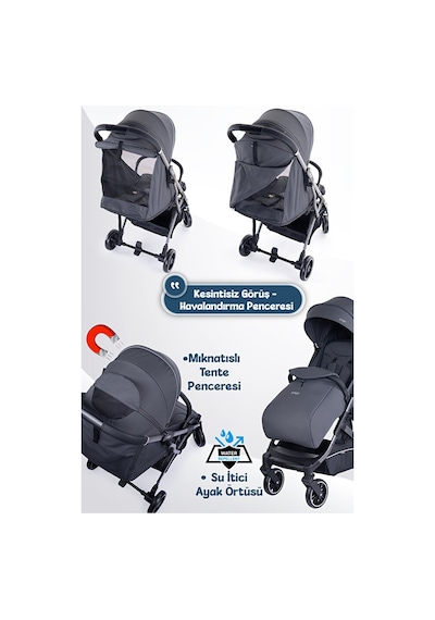 Prego Lotus Pro Kabin Boy Bebek Arabası - Tek Elle Katlanır -Hafif -UV Tenteli - Yağmurluk-Ayak Örtüsü-Kılıf