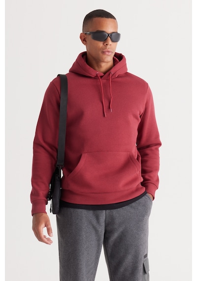 AC&Co / Altınyıldız Classics Standart Fit Normal Kesim Kapüşonlu Kanguru Cepli Pamuklu Erkek Sweatshirt Bordo