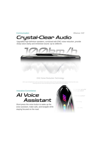Blaıse X2 Bluetooth Motosiklet Intercom Mavi