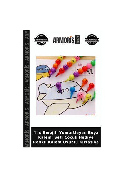 4'lü Emojili Yumurtlayan Boya Kalemi Seti Çocuk Hediye Renkli Kalem Oyunlu Kırtasiye Çok Renkli