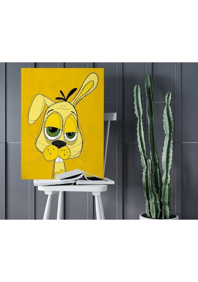 Bk Home Drunken Rabbit Yellow Tasarımlı Kanvas Tablo 50X70Cm-1