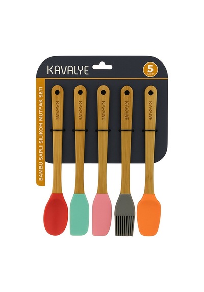 Kavalye Bambu Sap 5 Parça Silikon Mutfak Set 21 Cm - 7 Adet Tarı