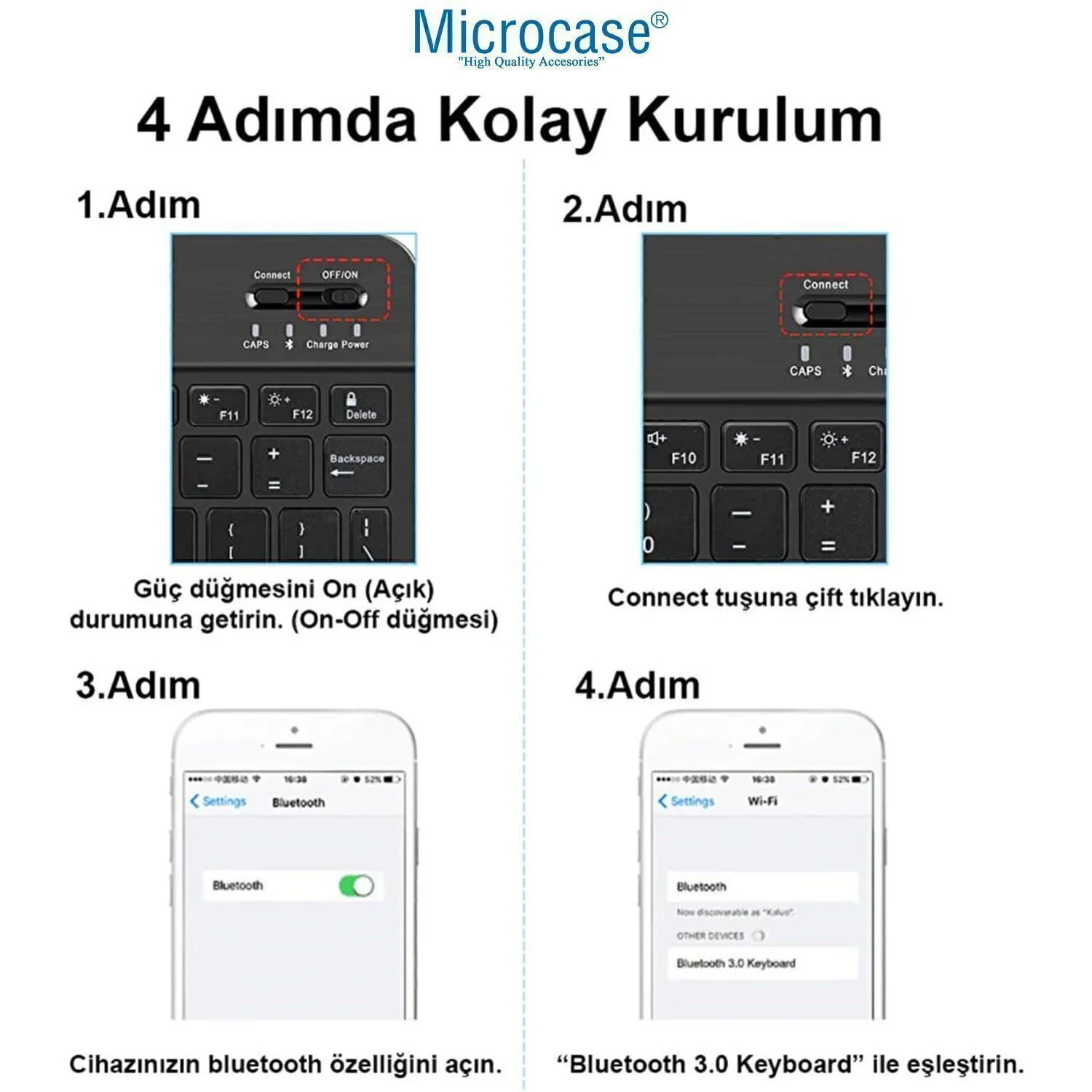 Microcase Huawei Matepad 11.5 S 2026 İle Uyumlu Türkçe Bluetooth Klavye +mouse+ Standı-mavi Al4384
