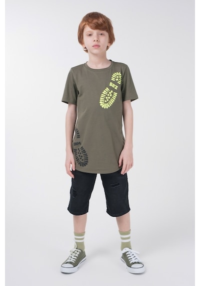Brz Kids Baskılı Erkek Çocuk Kısa Kollu T-Shirt Haki