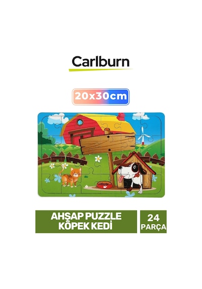 Özel Seri Eğitici Zeka Geliştirici Öğretici El Göz Koordinasyonu Ahşap Puzzle Köpek Kedi - 24 Parça