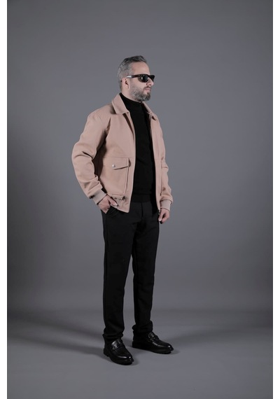 Ohepmoda Torba Cepli Ribanalı Erkek Kaşe Kaban Mont Camel